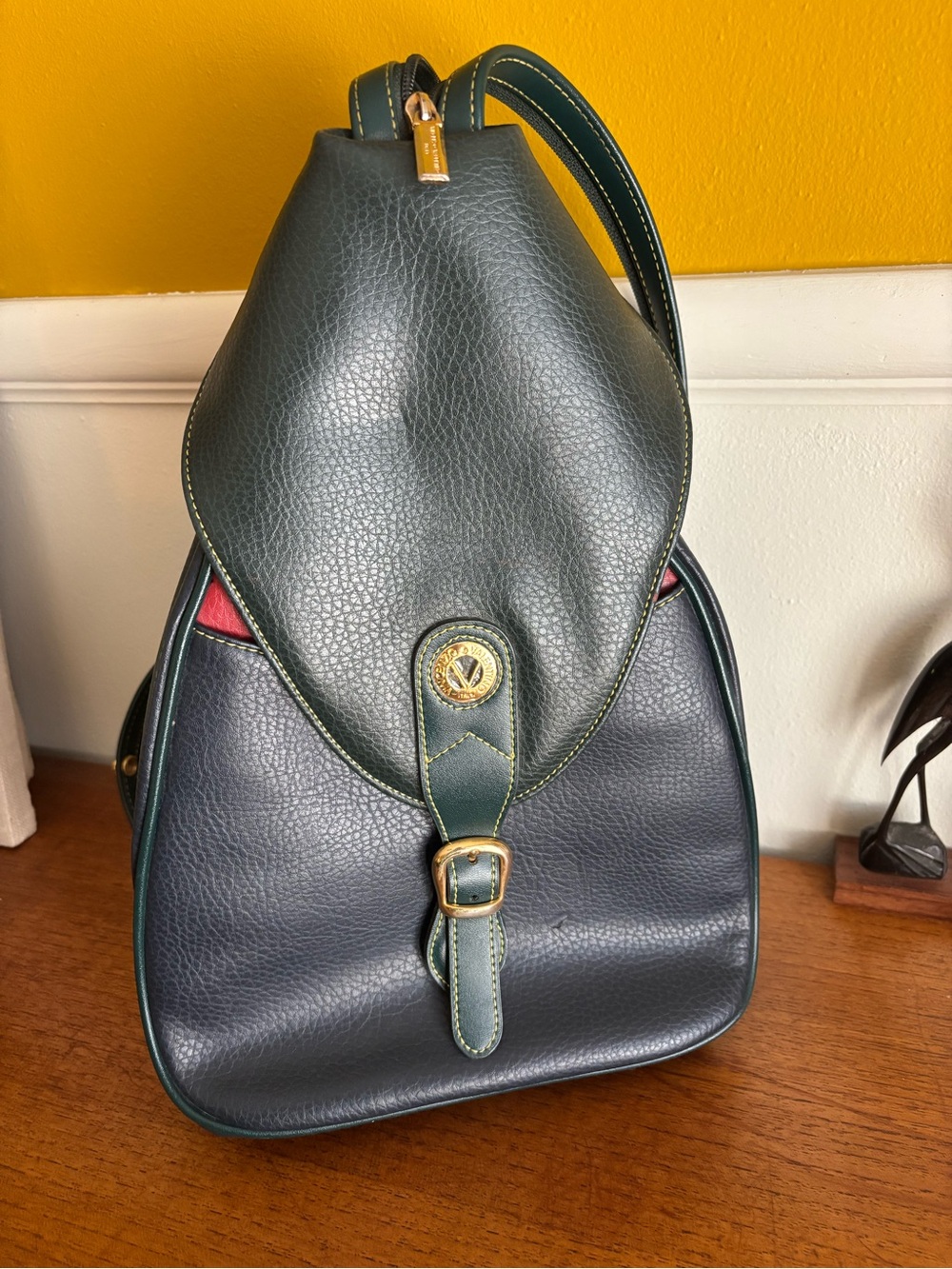 Tricolor vintage Italian purse backpack latour Eiffel shoulder bag leather